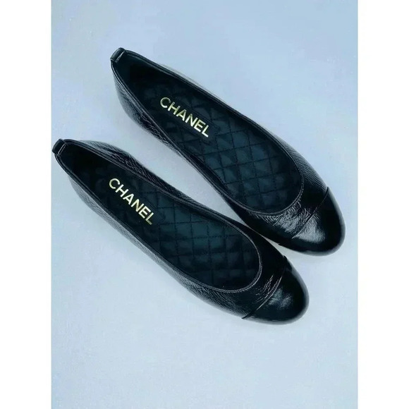 Chanel Camelia Black Leather Flat Ballerina size 38 New with defects - Picture 3 of 13
